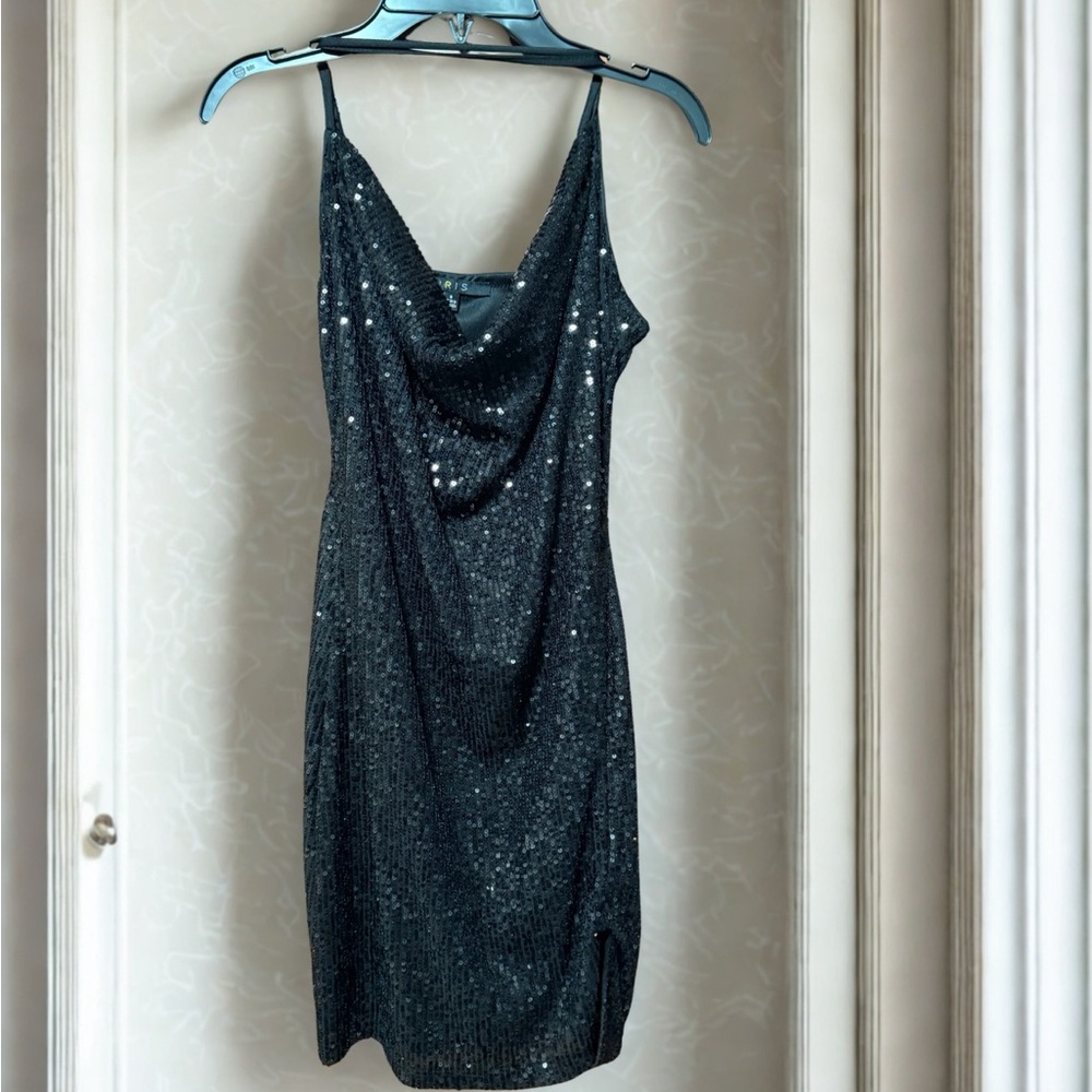 Iris Black Sequin Mini Dress